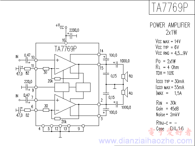 TA7769P音频功放IC电路图