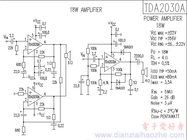 TDA2030A音频功放IC电路图