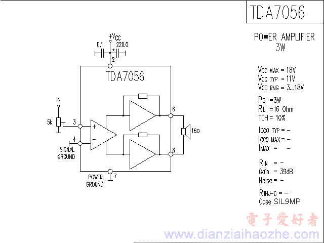 TDA7056音频功放IC电路图