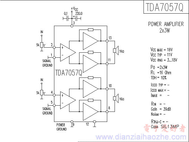 TDA7057Q音频功放IC电路图