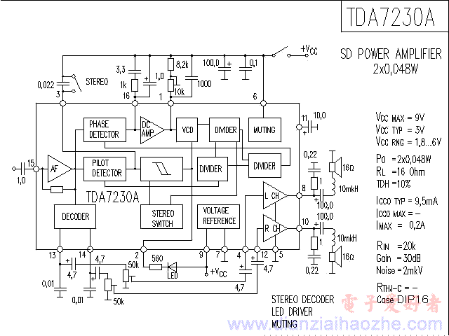 TDA7230A音频功放IC电路图
