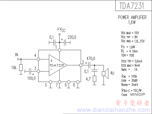 TDA7231音频功放IC电路图
