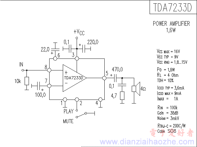 TDA7233D音频功放IC电路图