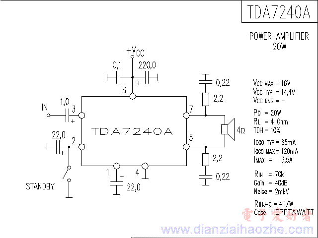 TDA7240A音频功放IC电路图