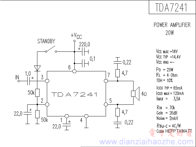 TDA7241音频功放IC电路图