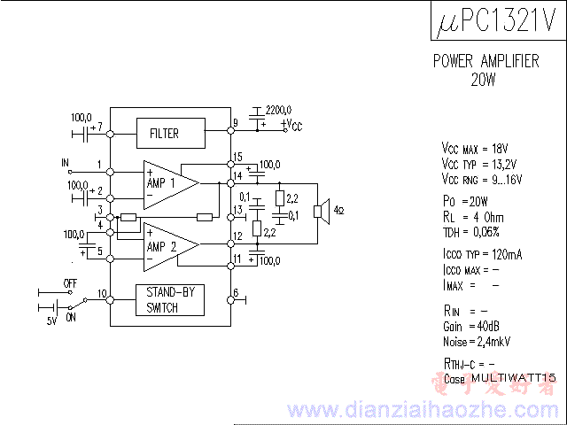 μPC1321V音频功放IC电路图