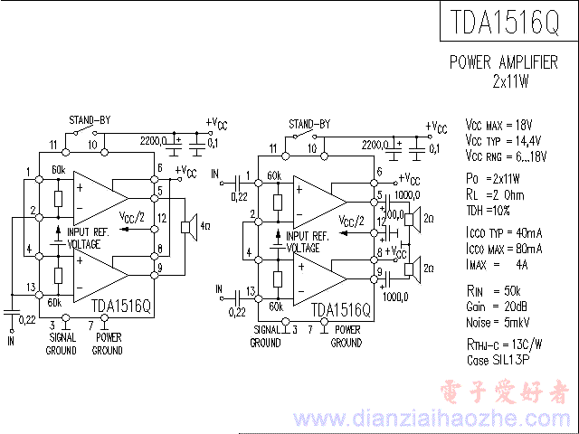 TDA1516Q音频功放IC电路图
