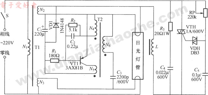 日光灯无级调光电路