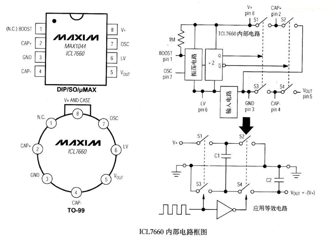 ICL7660高效率直流电源转换器