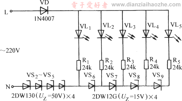 220V电压逐级显示电路