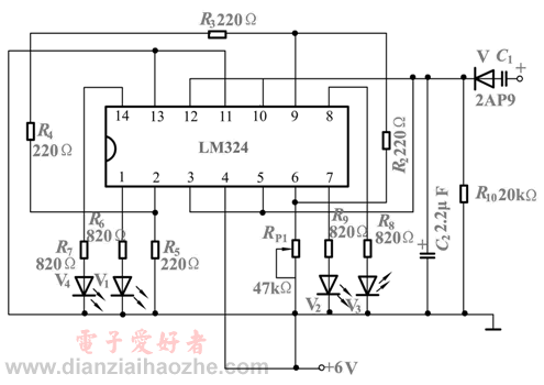 LM324运放LED电平指示灯