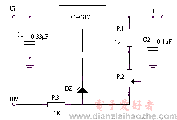 三端可调稳压器从０Ｖ起调的电路