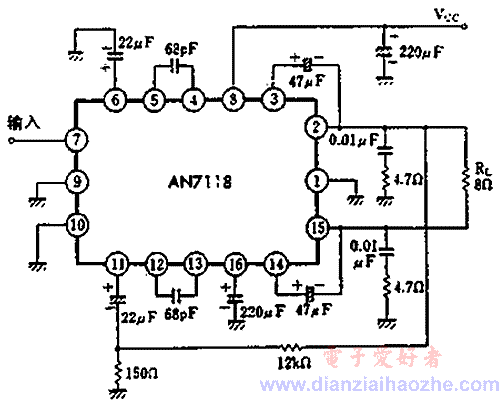 AN7118单声道BTL接法