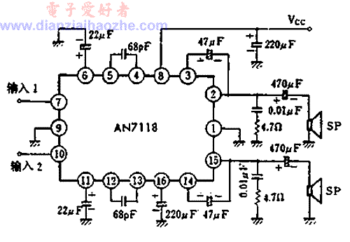 AN7118双声道接法