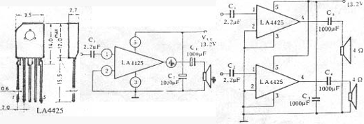 LA4425小体积5W功放集成电路