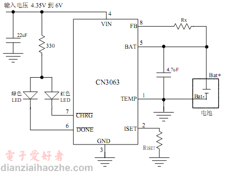 CN3063锂电池太阳能充电管理芯片