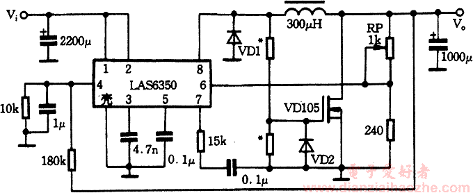 LAS6350与VD105组成升压电路