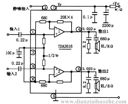TDA2616双电源接法和单电源接法