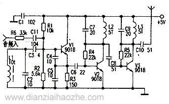 频率稳定的50米调频发射电路