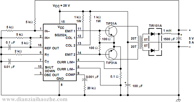 SG3524脉宽调制型控制器引脚功能和应用电路