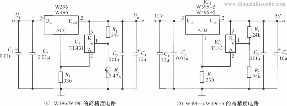 W723，W396／W496稳压器应用电路图