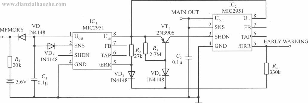 MIC2951稳压电源多功能扩展应用电路