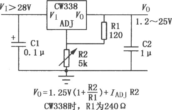 CW338/CW3085/CW105等稳压IC应用电路