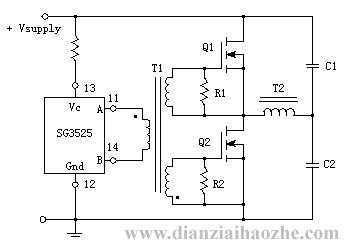 SG3525直接驱动小功率变压器