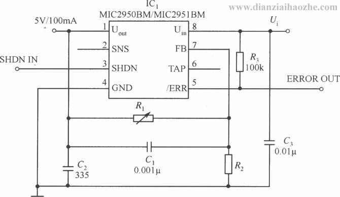 MIC2951稳压电源多功能扩展应用电路