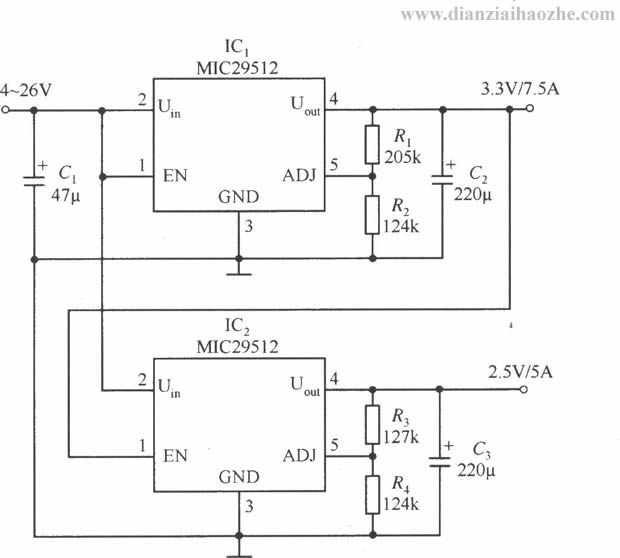 MIC2950/MIC29752等电源IC的应用电路