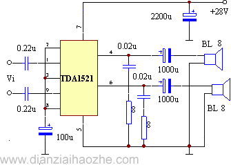 TDA1521单电源接法和双电源接法