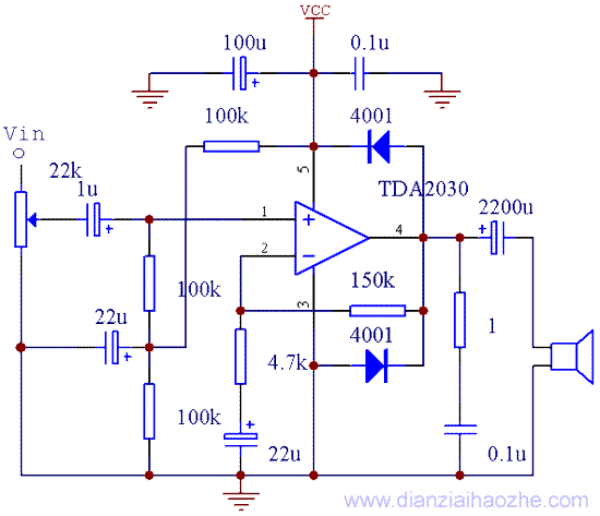 TDA2030单电源接法和双电源接法