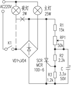 RC触发的可控硅调光电路