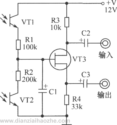 光控音量电位器（场效应管+光敏管）