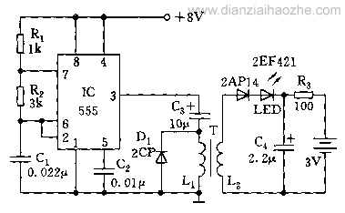 555电路10KHz方波感应式充电器