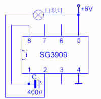 SG3909 LED闪烁振荡器管脚排列和应用电路举例