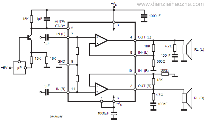 TDA7265典型应用电路