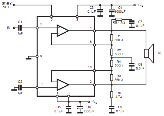 TDA7265桥接应用电路