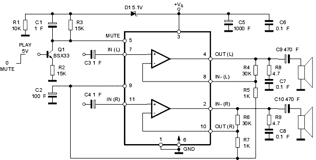 TDA7265单电源应用电路