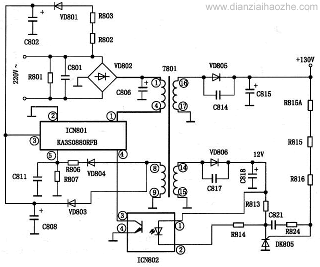 KA3S0880RFB开关电源厚膜集成电路