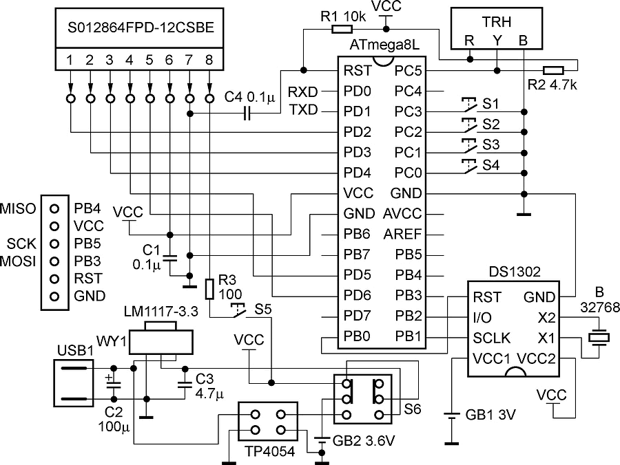 使用无字库12864液晶模块制作温湿度计