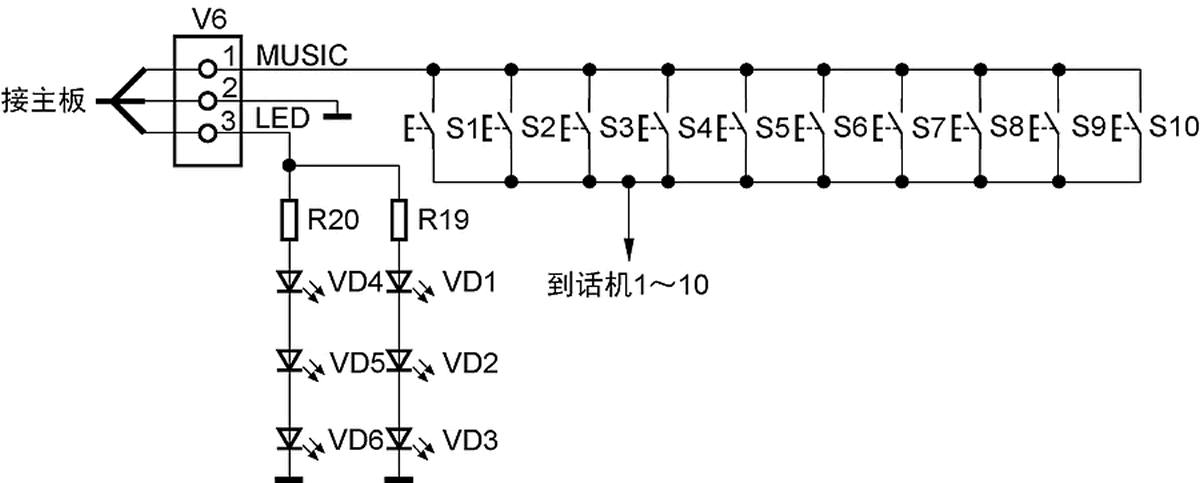 楼宇对讲门铃系统户外按键与照明电路