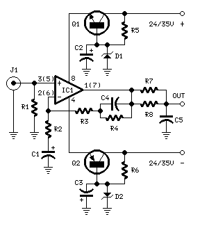 LM833双运算音频前置放大器电路