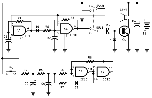 CD4093IC双音警报器电路