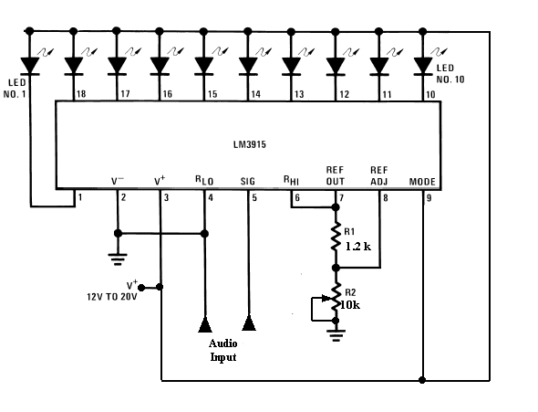 LM3915音频电平指示器电路