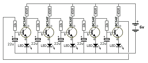 三极管或场效应管的LED追逐灯电路