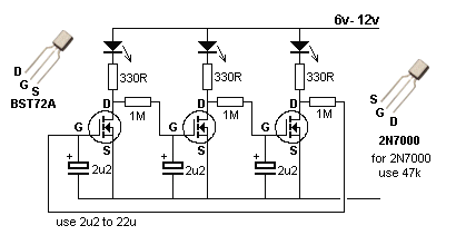 三极管或场效应管的LED追逐灯电路