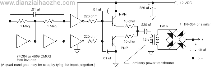 12伏电源100V/60Hz升压转换电路