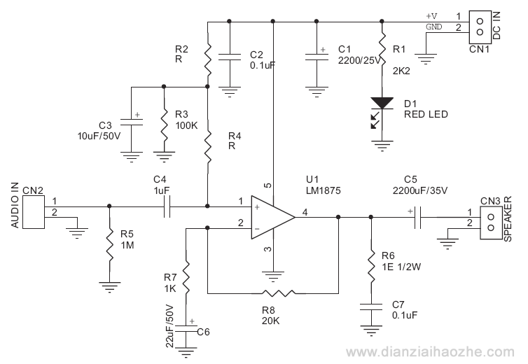 使用LM1875的20W音频放大器