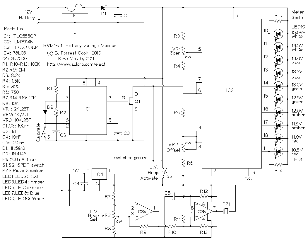 12伏电压表（10级LED灯10.5V-15V）